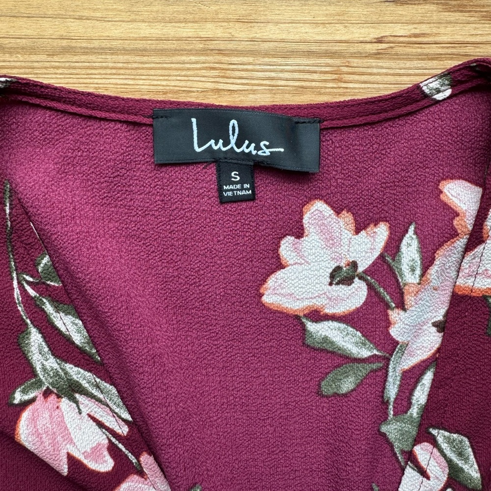 LULUS Burgundy Floral Maxi Dress S - Picture 6 of 8